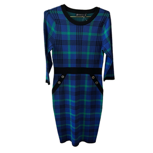 NY&C New York & Co Plaid Sapphire Black Size Medium Dress Long Sleeve Sweater